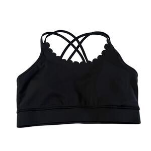 Kate Spade Black Scalloped Strappy Racerback Sports Bra Wmns Sz M